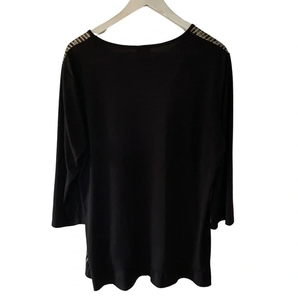 Vintage 90s Shimmery Silver Tone and Black Blouse Y2K Disco Retro Chic Eclectic - Picture 6 of 9